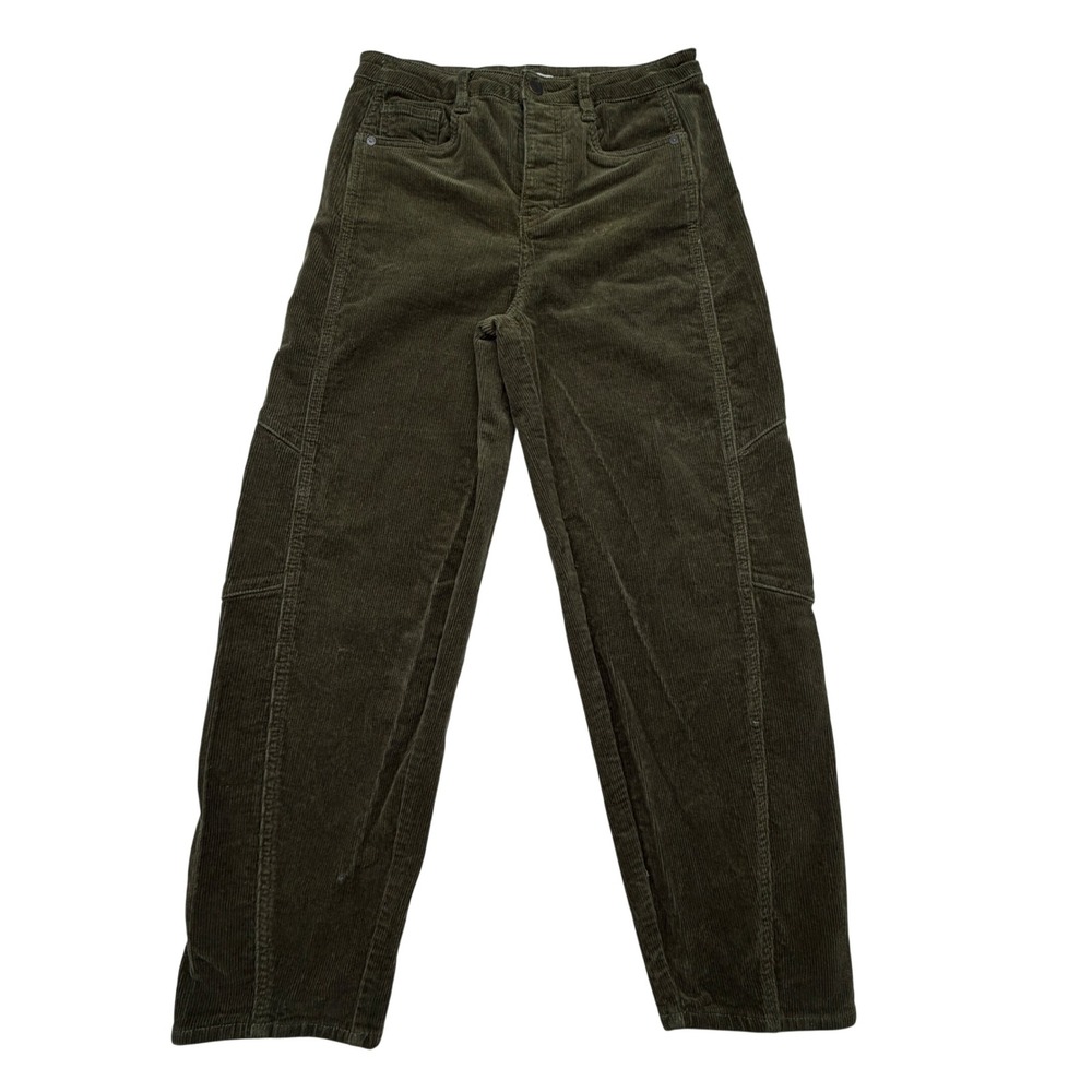 Habitual Brant Corduroy Womens 2/26 Green  Barrel Leg High Rise Button Fly